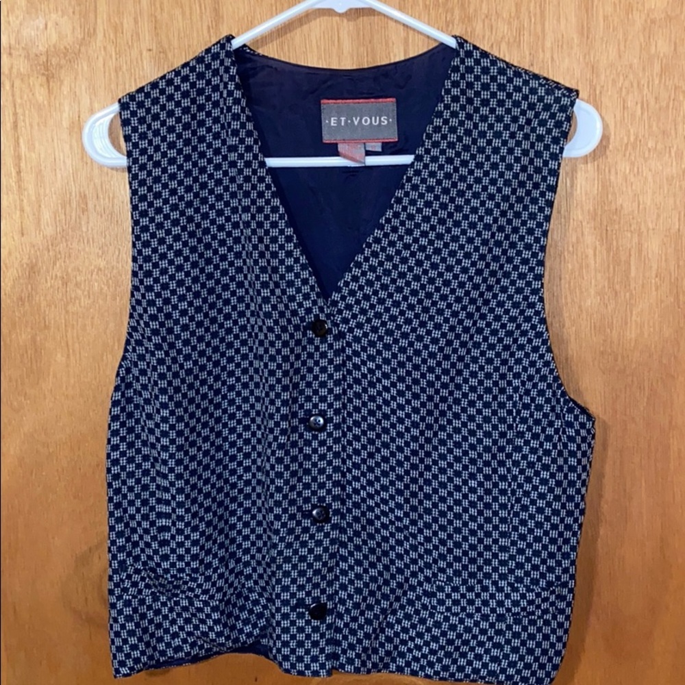 Blue and White Checkered Vest